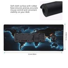 1 Stück große Weltkarte Mauspad, blau leuchtendes Design im Dunkeln, Gummibasis, 35,4 X 15,7 Zoll, rechteckige Schreibtischunterlage für Gaming und Büro PC Zubehör, - Laptop Mauspad | Schulbedarf | Gaming Setup | Büro Zubehör - Weltkarte (blau) - Übersicht 3