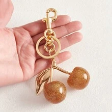 1pc Y2K Academy Style Cherry Zinc Alloy Keychain, Best Friend Design, Back To School Backpack Charm - Multicolor - View 2