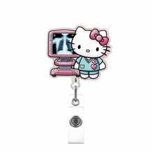 SANRIO 1個 Hello Kitty 閃亮可愛卡通護士伸縮識別證卡夾掛繩夾 DIY 創意胸牌拉扣 卡哇伊 適用於護士醫生 - 彩色 - 查看 14