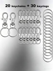 20/50/100pcs Heart-Shaped Swivel Clasp Keychain - Colorful Metal Spring Snap, Suitable For DIY Crafts, Jewelry, Lanyards And Accessories, Zinc Alloy Lobster Claw - Silver - View 15
