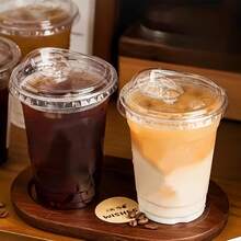 16oz/14oz Set Clear Cups With Lids, Sturdy Straight Lid Ice Drink Cups, Disposable Smoothie Cups, Suitable For Cold Drinks, Juice And Milkshakes - Halloween/Christmas/Birthday Party Essentials - Transparent - View 9