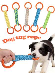 Dog Tug-Of-War Double Ring Rope Knot, Handmade Woven Durable And Bite-Resistant, Teething Toy For Small To Medium Dogs, Interactive Training And Boredom Relief Tool - Multicolor - View 1