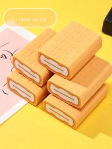 1pc Ice Cream Sandwich Shaped Eraser, Fun Design Soft Eraser, Student Stationery, Learning Supplies, Back To School - Multicolor - View 9