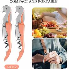 - Juego de 2 abrebotellas de vino para camarero, llave de vino profesional para servidores, camarero con cortador de aluminio, abrebotellas de vino manual con doble bisagra nectarina - Nectarina - Ver 8