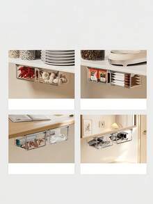 1pc Acrylic Storage Box, Acrylic Cosmetic Storage Box, Expandable Storage Box, No Drilling Required, Wall-Mounted Installation, Minimalist Bathroom Storage Cabinet, Suitable For Storing Cotton Pads, Lipsticks, Cotton Swabs, Etc. - Multicolor - View 3