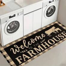 1pc, Home Decor, Cow Print Pattern, Linen Kitchen Rug, Kitchen Mat, Floor Mat, Bathroom Mat, Door Mat, 3D Printed Rectangular, Suitable For Living Room, Bedroom, Hallway, Bathroom, Laundry Room - Polyester Rug, Suitable For Indoor And Outdoor Home Decor - Multicolor - View 5