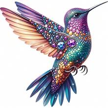 1/2/3PCS Colorful Gemstone Hummingbird Heat Transfer, Gradient Rhinestone Hummingbird Pattern Heat Transfer, Vinyl Print, Heat Transfer Sticker, Iron-On Transfer Sticker Decal - Suitable For Pillows, DIY, Backpacks, T-Shirts, Canvas Bags, Hoodies, Jeans, T-Shirts, Clothing, Sewing Supplies - Multicolor - View 2