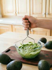 1 pieza Triturador de patatas de acero inoxidable con cabezal de resorte ondulado, fabricante de puré de frutas y verduras para comida de bebé, diseño minimalista elegante, purés caseros, utensilio de cocina fácil de limpiar y a prueba de óxido con bucle colgante, regalo práctico para entusiastas de la cocina - Plateado - Ver 8