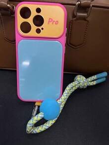 Ins Vibrant Dopamine Color Block Phone Case Compatible With IPhone 17 Pro Max 16 Pro Max 15 14 Pro 13, Unisex Couple Shockproof Protective Cover, Unique Aesthetic - Hot Pink - View 22
