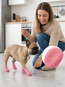 PETSIN Bộ 4 đôi giày chống trượt chống thấm nước cho chó, tất chân mềm cho chó nhỏ, đế nhẹ chống mài mòn dùng trong nhà & ngoài trời - Nhiều màu - Xem 6