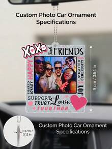 1件個性化客製照片與文字最佳好友主題車用吊飾，「Forever Friends」客製後視鏡吊飾，亮片壓克力車飾，最佳好友紀念禮物，客製照片車內裝飾，車用後視鏡裝飾，感性紀念品 - 彩色 - 查看 3
