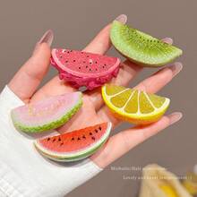 夏季逼真水果片髮夾女款,趣味搞怪側瀏海夾,西瓜與橘子可愛髮飾 - 彩色 - 查看 8