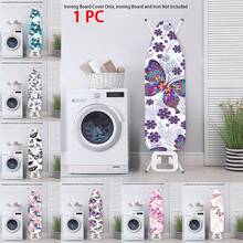 1pc Ironing Board Replaceable Cover , Butterfly Flower Print Polyester Household Ironing Table Cloth Ironing Board - Multicolor - View 1