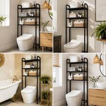 Estante resistente para inodoro: instalación sin taladros, resistente al agua, ideal para baños y aseos. - Negro - Ver 2