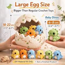 Paket Perlengkapan Merajut DIY Cangkang Telur Dinosaurus Besar & Dinosaurus Kecil, Set Merajut Buatan Tangan Belum Selesai, Termasuk Benang, Aksesoris, dan Tutorial Gambar/Video, Dekorasi Meja yang Indah. Hadiah Buatan Tangan yang Cantik untuk Teman dan Keluarga, Ulang Tahun, Paskah, Natal - C-Setelan multiwarna - View 1
