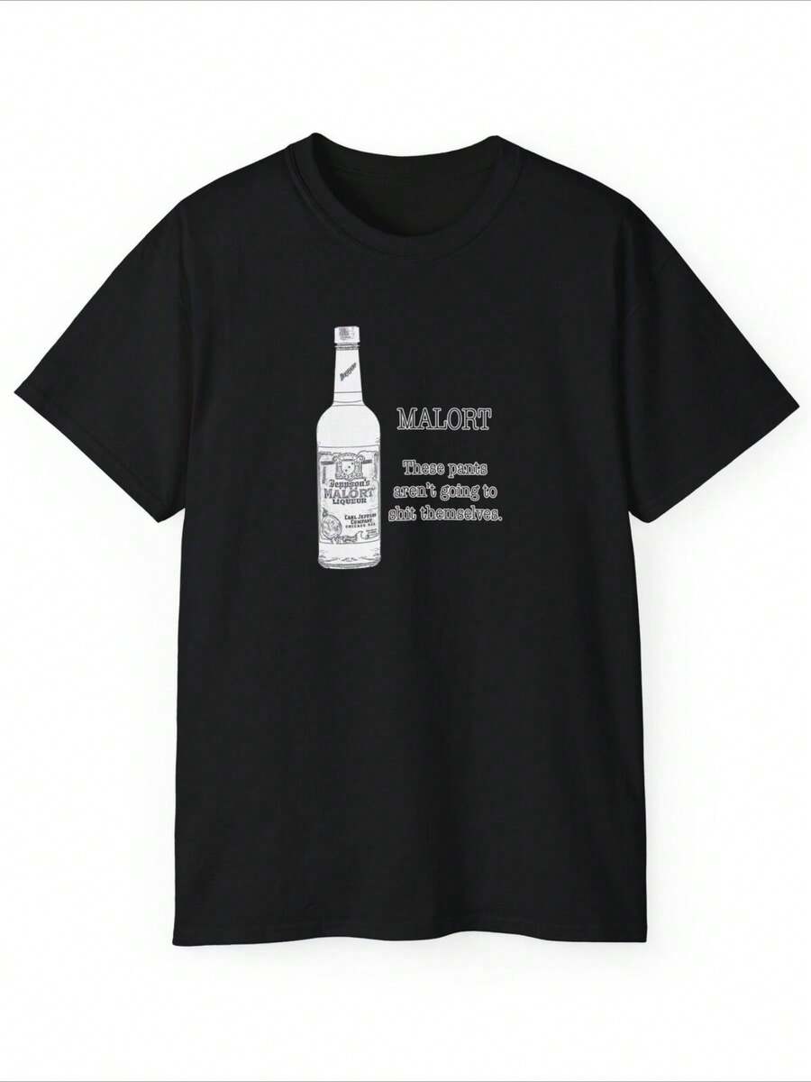 Malort Men's T-Shirt - Funny Design "Pants Don't Put Themselves On", Casual Black Crew Neck, Perfect Gift For Malort Fans, Clothing For All Seasons - 黑色 - 查看 1