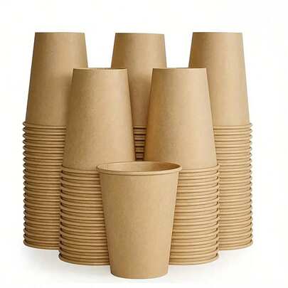 10/20/50/100pcs Kraft Paper Cups For Restaurant - Disposable Cold & Hot Beverage Cups - Suitable For Parties, Events And Small Businesses - Durable Tableware, Tea Cups, Home And Commercial Drinking Cups, Travel, Camping, Party Supplies