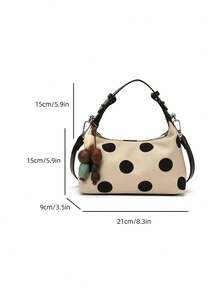 1pc Vintage Polka Dot Handbag Fashion Crossbody Bag - Multicolor - View 3