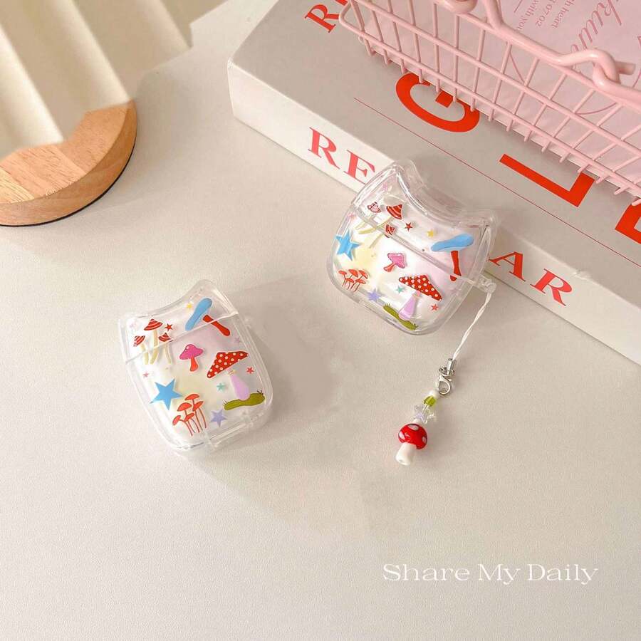 1pc Mushroom Earphone Protective Case For AirPodsPro 2, Apple Bluetooth Wireless Earphones (1st/2nd/3rd Generation) - Couples And Best Friend Gift - Multicolor - View 1