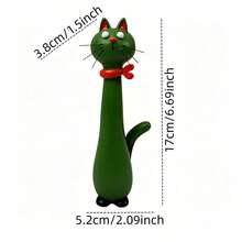 1pc Fantasy Long Neck Cat Statue, Colorful Resin Cat Sculpture, Cute Cartoon Cat Figurine, Suitable For Home, Living Room And Desktop Decor, Exquisite Gift For Back To School And Housewarming... - Cat - View 10