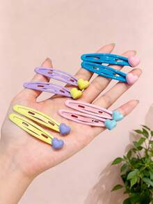 4/8/16pcs/Set Macaron Color Sweet Heart Hair Clips, Yellow, Pink, Purple, Blue 4-Color Combination, With Soft Cute 3D Heart - Suitable For Women And Girls, Perfect For Daily School, Dating, Vacation, Graduation Season, Party, Random Color,Hair Claws - Multicolor - View 5