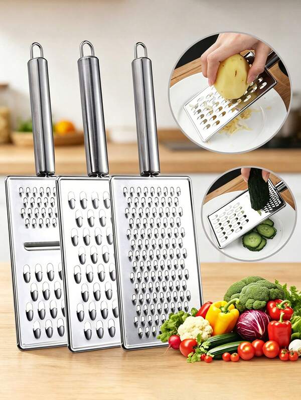 1pc Square Stainless Steel Multi-Function Vegetable Slicer, Vegetable Shredder, Radish Slicer, Potato Slicer, Vegetable Slicer, Lemon Slicer, Cheese Grater, Cheese Slicer, Multi-Function Stainless Steel Garlic Slicer, Ginger Chopper, Cheese Slicer, Manual Ginger Slicer