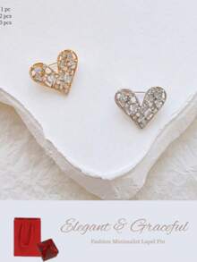 OBOVAY 1 pièce/2 pièces Broche en forme de cœur mignon, épingle de col minimaliste de mode pour femmes, clip de chemise, clip anti-exposition, accessoire de vêtement élégant, convient pour le port quotidien, les rendez-vous, les fêtes de Nana, les vacances, les voyages, la photographie, le meilleur choix, également le meilleur cadeau de qualité parfaite. - amour - Voir 11