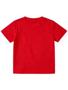 Camiseta de manga corta de moda con estampado divertido de papas fritas para niños y niñas, prenda superior con estampado divertido de papas fritas, moderna y peculiar, versátil para - Rojo - Ver 3