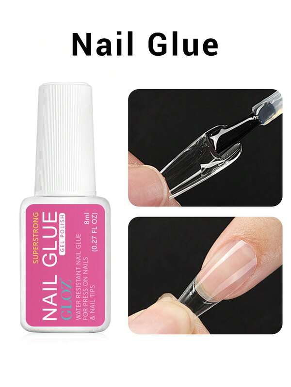 GLOZ 8ml Nail Glue, Super Strong, Fast-Drying, Long-Lasting, Easy Application, Perfect For Acrylic & Press-On Nails, Quick Nail Repair, Nail Care & Enhancements No UV Needed
