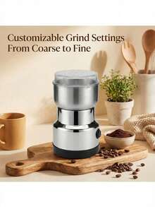 dilidili Penggiling Biji Kopi & Rempah-Rempah Stainless Steel Bertenaga Tinggi 200W, Colok Listrik, Desain Ringkas dan Portabel, Pengoperasian Sekali Sentuh, Cocok untuk Dapur Rumah - Perak - View 2