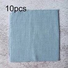 10/50入 柔軟素色方形克雷普布餐巾巾 附流蘇 32x32cm/12.6x12.6inch，晚餐日常使用 活動背景裝飾 口布 飯店西餐廳咖啡廳杯墊布 廚房手帕毛巾 - 霧霾藍 - 查看 8