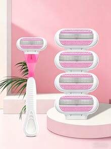 Bikini Razor For Women, 3-Layer Stainless Steel Blades, Hair Removal Razor Blades, Replaceable Razor Head, Hair Removal Tool For Private Areas, Underarms And Legs, Essential For Hair Salon Beauty Travel - Blue 1-blade Holder + 8 Blades - View 7