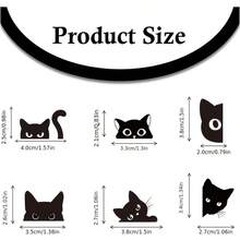 Stiker Kucing Mengintip untuk Kaca Spion - Set 6 Buah Stiker Kaca Spion Mobil Tahan Air Hitam Aksesori Bumper Kucing Mengintip untuk Mobil Truk Botol Minum Laptop Dekorasi Botol Minum - A - View 3