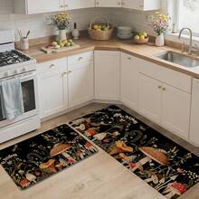 1pc, Home Decor, Mushroom Pattern Printed, Linen Kitchen Rug, Kitchen Mat, Floor Mat, Bathroom Mat, Door Mat, 3D Printed Rectangular, Suitable For Living Room, Bedroom, Hallway, Bathroom, Laundry Room - Polyester Rug, Suitable For Indoor And Outdoor Home Decor - Multicolor - View 2