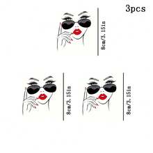1/2/3PCS Red Lips Makeup Beauty Heat Transfer Stickers, DIY Iron-On Patches Suitable For T-Shirts, Pillow Decoration - Multicolor, Washable Plastic Appliques, Durable, Suitable For T-Shirts, Sweatshirts, Jeans, Bags And Hats - Multicolor - View 9