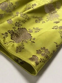 A Piece Of Brocade Silk Fabric With Floral Patterns, A High-Quality Material Suitable For Handcrafting. - Multicolor - View 7