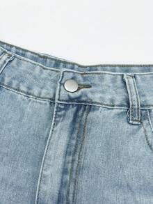 Sweet Casual Elegant Bohemian Denim Embroidered Pocket Zipper Button Women's Jeans Country Music Concert Travel Daily Home All Seasons - Light Wash - View 8