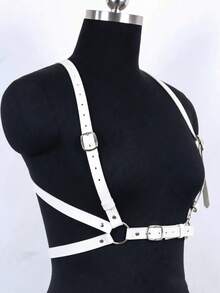 1件女款白色龐克風X型性感露背束身背帶，適用於派對、音樂節、拍照、舞台表演、日常約會、聚會等場合 - 白色 - 查看 4