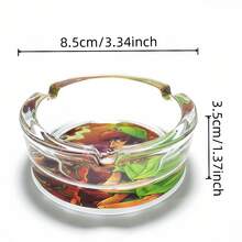 Fashion Creative Pattern Glass Ashtray, 3.34 Inch Round Ashtray, Bar Decor Home Decoration Ashtray, Cartoon Theme Ashtray, Gift For Friends - Colorful - View 4
