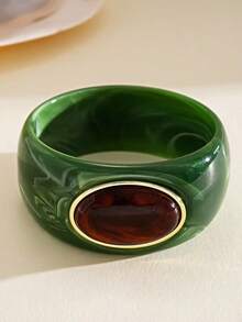 Brazalete de acrílico con degradado geométrico asimétrico de estilo europeo y americano, pulsera elegante y fresca para ir al trabajo, joyería de mano de nicho de alta gama - Multicolor - Ver 7