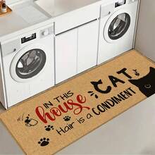 1pc, Home Decor, Cat Pattern Print, Linen Kitchen Rug, Kitchen Mat, Floor Mat, Bathroom Mat, Door Mat, 3D Print Rectangular, Suitable For Living Room, Bedroom, Hallway, Bathroom, Laundry Room - Polyester Carpet, Suitable For Indoor And Outdoor Home Decor - Multicolor - View 5