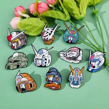 10pcs Gundam Enamel Brooch Set, Anime Robot Head Lapel Pin, Mobile Suit Gundam Metal Badge, Suitable For Backpacks And Jackets, Mecha Anime Fan Collection Gift - Multicolor - View 5