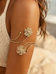 4PCS Upper Arm Cuff Jewelry For Women, Minimalist Arm Cuff Bracelet, Adjustable Coil Armlet - A0021T-19 - View 3