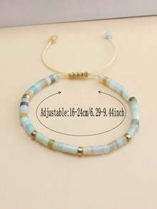 1 Pc Natural Amazonite Stone Bracelet Women Emotional Healing Yoga Lucky Jewelry,Handmade Adjustable, Send Family And Friends Perfect Holiday Gift - Amazonite - View 8