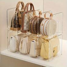 1/2PCS Multifunctional Detachable Transparent Acrylic Vertical Divider Storage Rack, Transparent Handbag Display Stand, Suitable For Closet Handbag, Crossbody Bag Storage, Hat Scarf Organization, Bedroom Vanity Makeup Organizer, Clothing Store Bag Display And Walk-In Closet Space-Saving Storage - Multicolor - View 5
