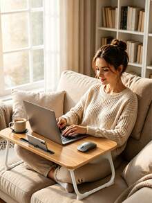 Multifunktionaler Laptop-Tisch mit Getränkehalter - tragbarer faltbarer Laptop-Tisch zur Verwendung auf Betten, Sofas und Böden - faltbare Beine, in drei Farben erhältlich - Verschiedenfarbig - Übersicht 1