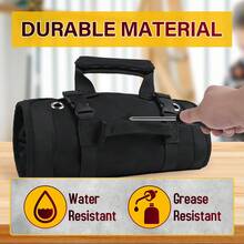 [Heavy Duty Tool Bag] 1pc Heavy Duty Waterproof Tool Organizer Bag With Portable Roll-Up Design, Multiple Compartments, Adjustable Shoulder Strap, Durable Green Fabric, Zipper Closure, Perfect For Organizing Hand Tools And Small Items, Electrician Tool Bag - Black - View 6