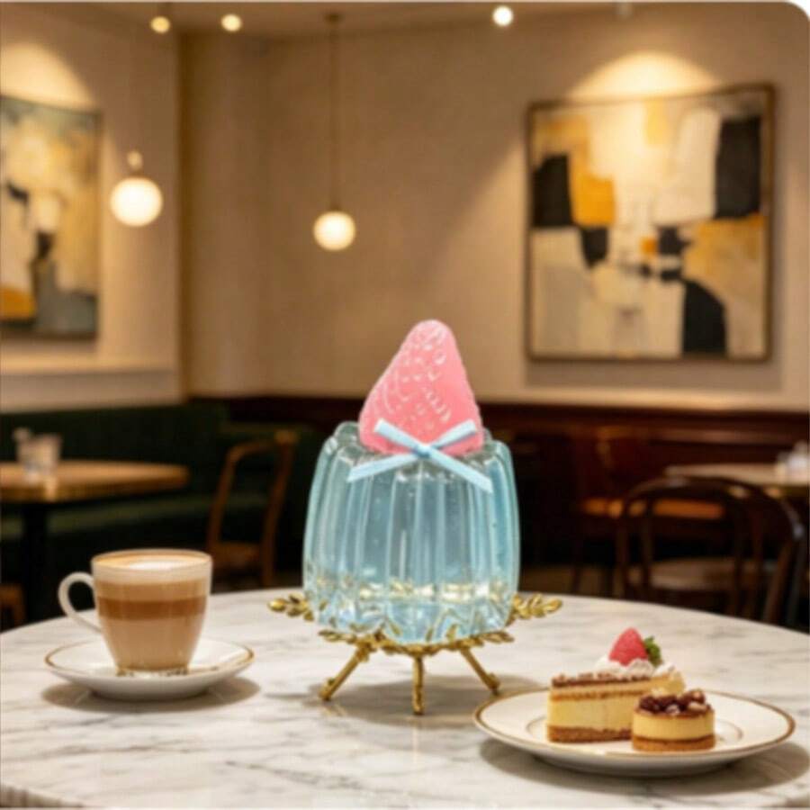 1PC Squishy Strawberry Canelé Cake Mud Feel Silicone Slow Rising Stress Relief Toy Pinch Decompression Office Desk Gift - Multicolor - View 1