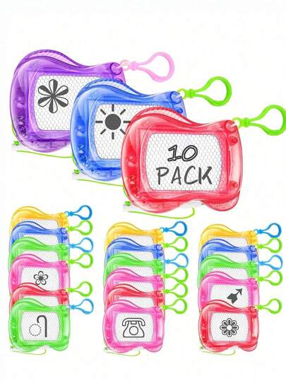 12pcs Mini Magnetic Drawing Boards With Lanyards, Random Assorted Colors Portable Erasable Doodle Drawing Boards, Reusable Handheld Drawing Tablets, Suitable For Indoor Travel Home Office, Adult Travel Portable Art Drawing Supplies, Party Gift Fillers