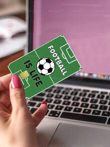 1pc Football Life Credit Card Sticker Privacy Protection Card Skin, Football Field Pattern Birthday Gift PVC Material Anti-Fingerprint Anti-Scratch Wear-Resistant Card Sleeve, Suitable For Men, Women, Couples, Small Chip Cards, Bank Cards, Credit Cards, Transportation Cards, Student Campus Cards Personalized DIY - Type a - View 6